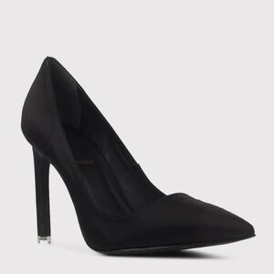 Black Suede Studio Satin Theo Pumps